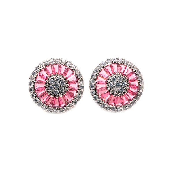 Pink Round Earrings-0