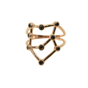 Rose Gold Plated Ring With Black CZ -0