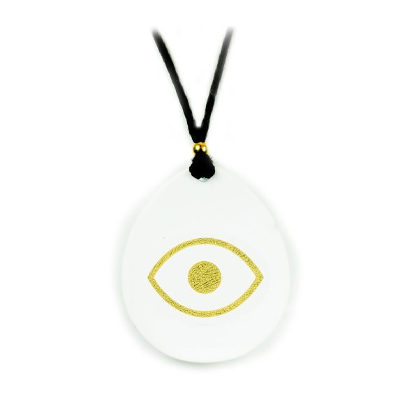 White Necklace With Evil Eye-0
