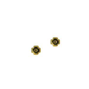 Gold 14κ Cross Stud Earrings With CZ-0