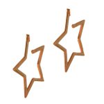 Rose Gold Plated Sterling Silver 925 Star Medium Hoops -0