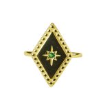 Rhombus Gold Ring With Green CZ-0