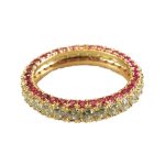 Simple Gold Plated Ring With Hot Pink & White CZ -0