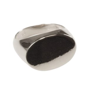 Rhodium Plated Oval Ring -0