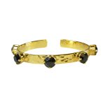 Cuff Gold Bracelet With Black Swarovski Crystals-0