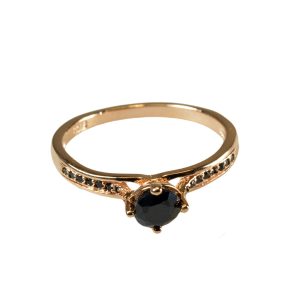 Rose Gold Ring With Black CZ-0