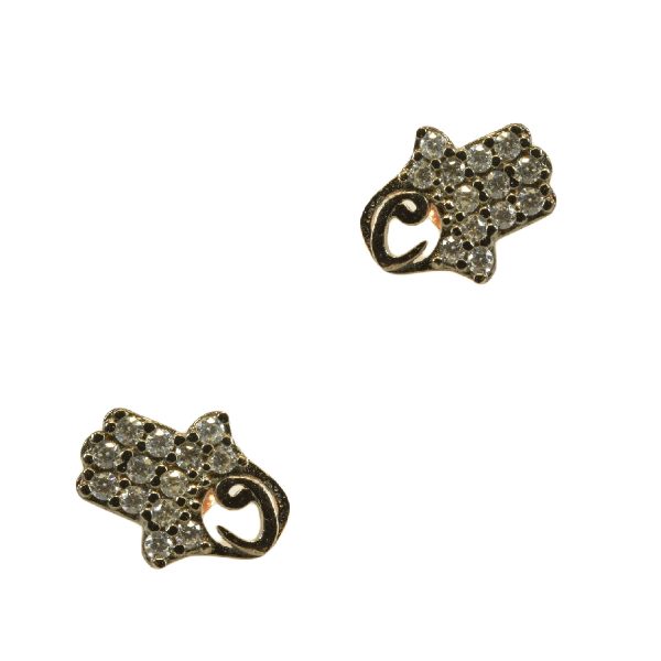 Rose Gold Hamsa Hand Stud Earrings-0