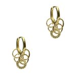Gold Plated White Color CZ Small Hoops Earrings-0