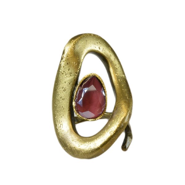 Gold Statement Ring With Magenta Swarovski Crystal-0