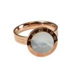 Rose Gold Ring With White Round And Roman Numbers-0