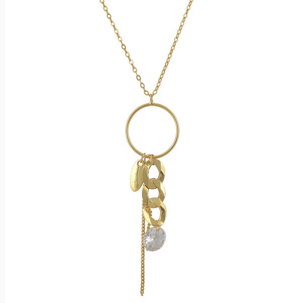 Gold Necklace With Chain Charm-0