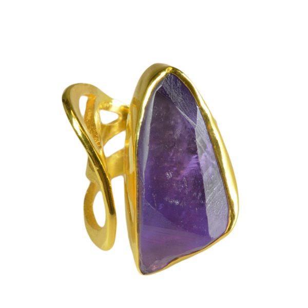 Statement Ring With Amethyst Stone-0