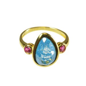 Gold Plated Ring With Natural Blue Stone -0