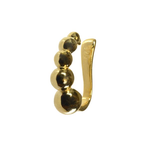 Gold Plated Cuff Earrings With Balls-0
