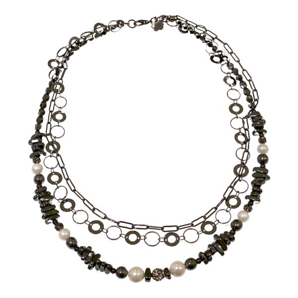 Black Chains And Hematite Handmade Necklace-0