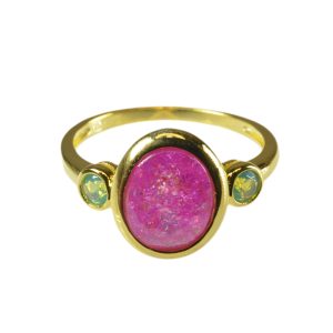 Gold Plated Ring With Natural Fuchsia Stone -0