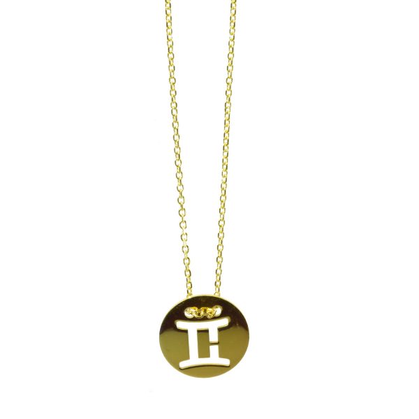 Gold Round Gemini Necklace-0