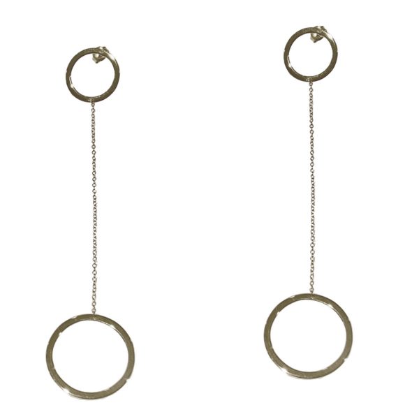Long Circles Rhodium Earrings -0