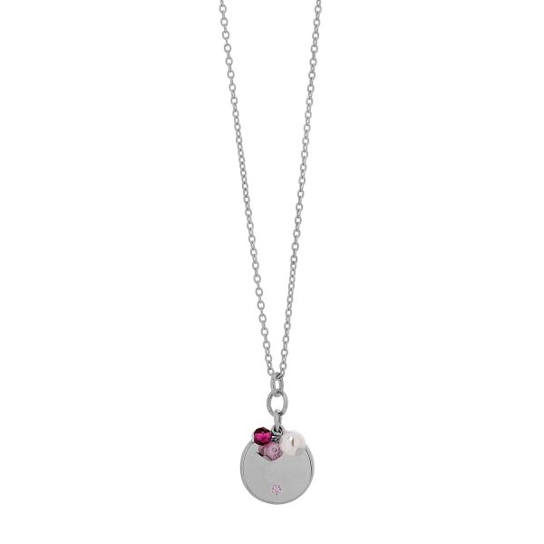 Necklace With Round Pendant And Pearls-0