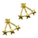 Gold Stars Ear Jackets Earrings -0