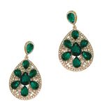 Green Crystal Evening Drop Earrings-0