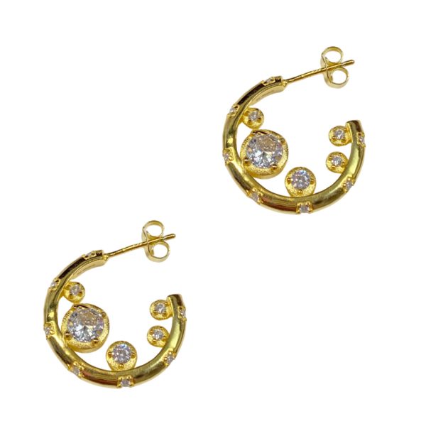 Gold Hoops With CZ-0
