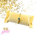 Gold Twisted Ring 9k With Ligth Blue CZ-15051