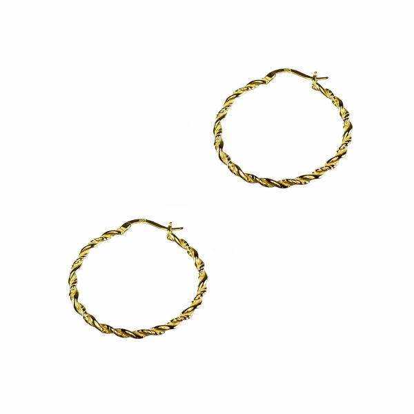 Slim Twisted Gold Hoops Earrings-0