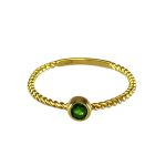 Gold Twisted Ring 9k With Emerald CZ-0