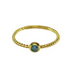 Gold Twisted Ring 9k With Ligth Blue CZ-0