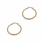 Slim Twisted Rose Gold Hoops Earrings-0