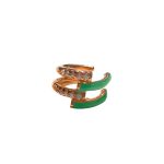 Rose Gold Ear Cuff Single Earring With Neon Green Enamel And CZ-0