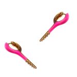 Rose Gold Nail Hoops Neon Pink Earrings-0