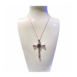 Rose Gold Luxury Cross Necklace With Purple CZ-0