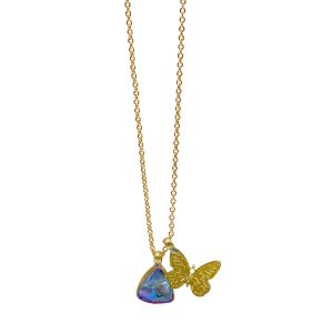 Necklace With Butterfly And Ligth Blue Crystal-0