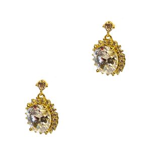 Gold Chic Earrings With CZ-0