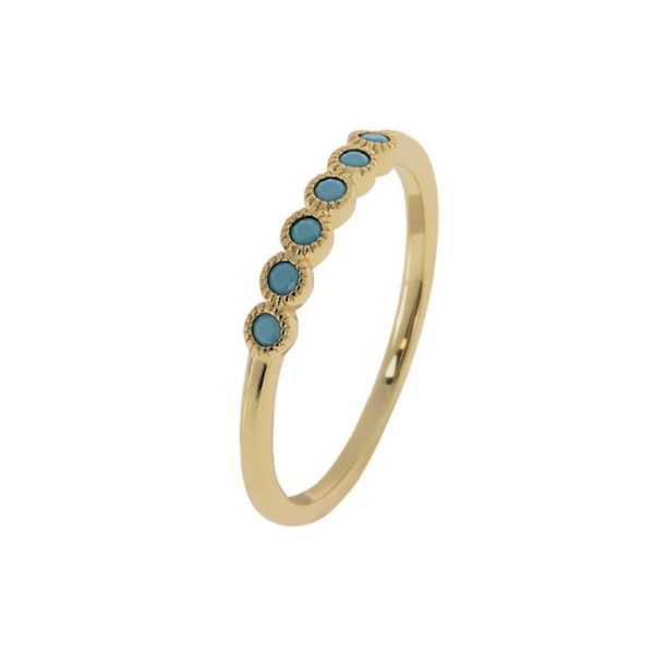 Gold Ring With Turquoise CZ-0