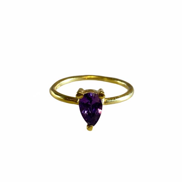 Ring With Amethyst Semi Precious Stone-0