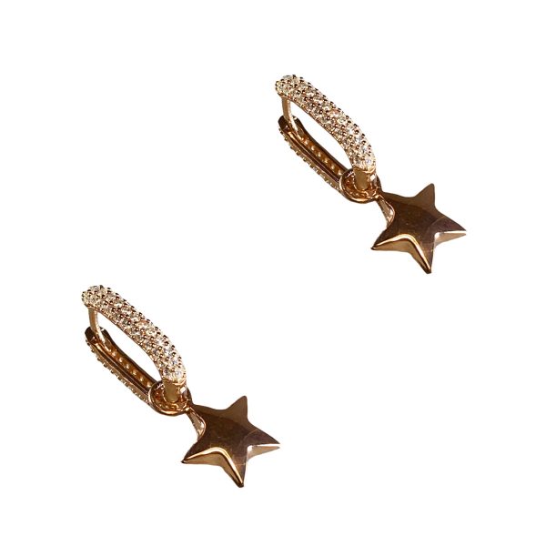 Hoops Rose Gold Earrings With Star Charm-0