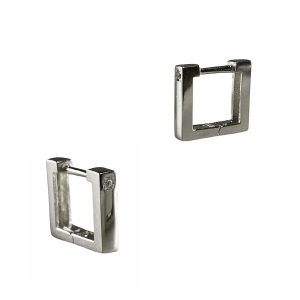 Square Hoops Earrings With CZ-0