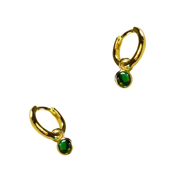 Hoops Earrings With Green CZ-0