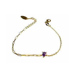 Gold Bracelet With Purple Drop-0