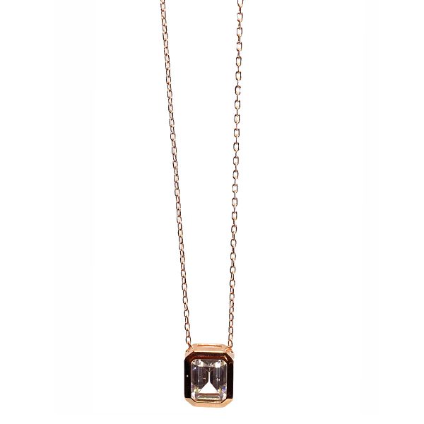Rose Gold Necklace With White CZ-0