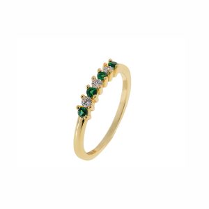 Gold Ring With Green And White CZ-0