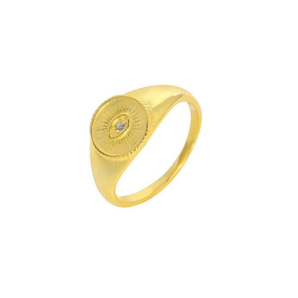 Gold Ring With Evil Eye And CZ-0