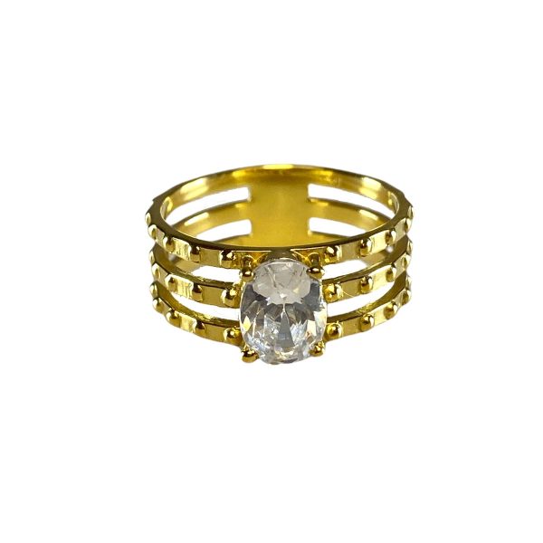 Gold Ring With White CZ-0