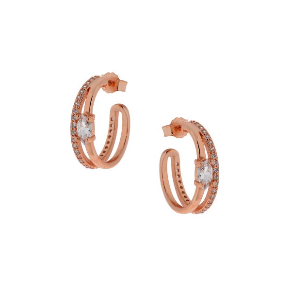 Hoops Rose Gold Earrings With CZ-0