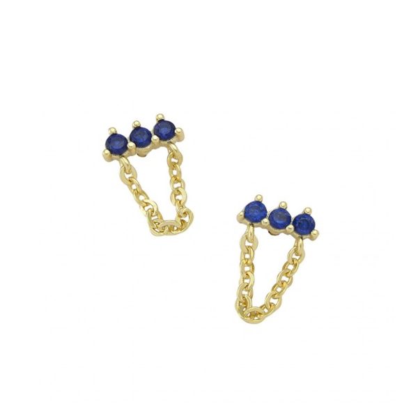 Σκουλαρίκια Από Επιχρυσωμένο Ασήμι 925 Με Μπλε Ζιργκόν