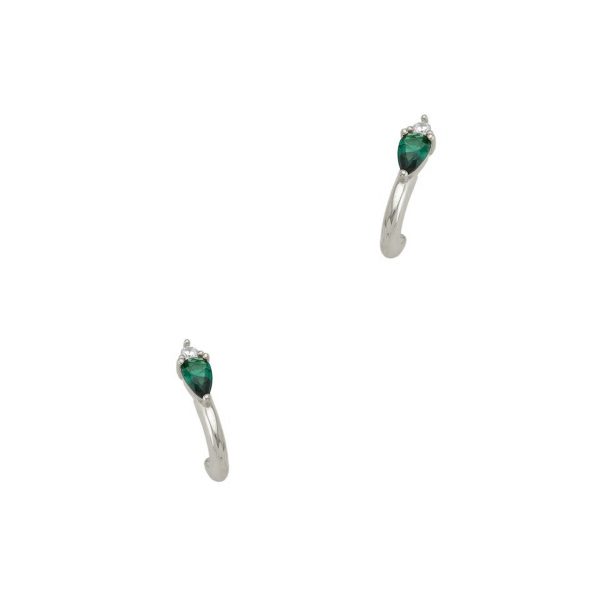 Σκουλαρίκια Από Επιροδιωμένο Ασήμι 925 Με Πράσινα Ζιργκόν