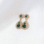 Σκουλαρίκι Από Επιχρυσωμένο Ορείχαλκο Με Πράσινα Κρύσταλλα